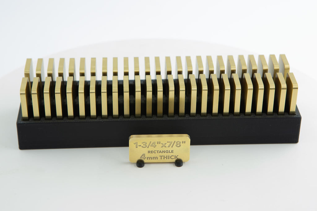 Brass Rectangle Blank Small Brushed 4mm thick medallion