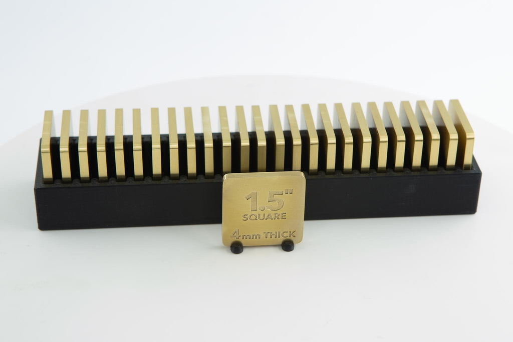 Brass Square Blank 1.5 inches Brushed 4mm thick medallion