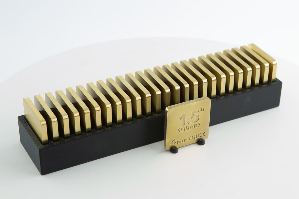 Brass Square Blank 1.5 inches Brushed 4mm thick medallion
